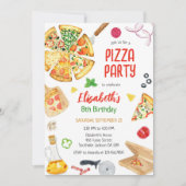 Uitnodiging voor pizza-feestje verjaardag (Voorkant)