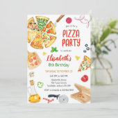 Uitnodiging voor pizza-feestje verjaardag (Staand voorkant)
