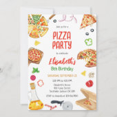 Uitnodiging voor pizza-feestje verjaardag (Voorkant)