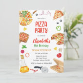 Uitnodiging voor pizza-feestje verjaardag (Staand voorkant)