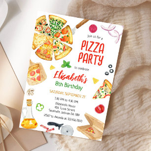 Uitnodiging voor pizza-feestje verjaardag