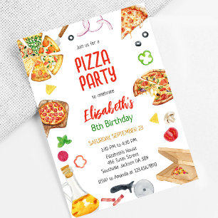 Uitnodiging voor pizza-feestje verjaardag