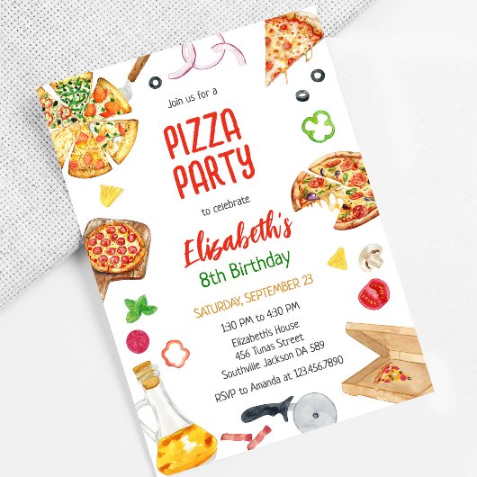 Uitnodiging voor pizza-feestje verjaardag