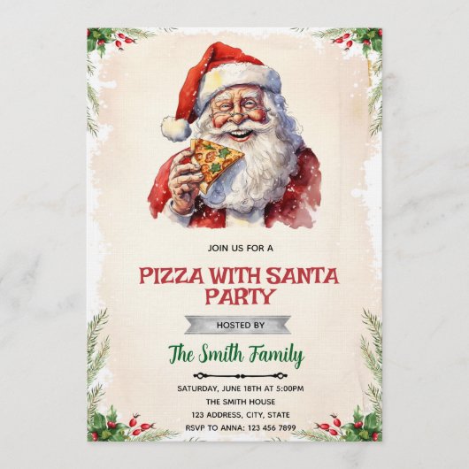 Uitnodiging voor Pizza met Sinterklaas-feestje (Voorkant)