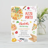 Uitnodiging voor pizza-verjaardagsfeestje (Staand voorkant)