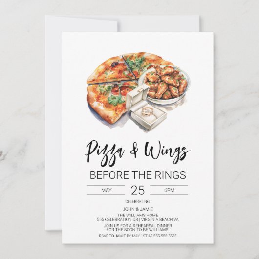 Uitnodiging voor Pizza & Wings voor de Ringen (Voorkant)
