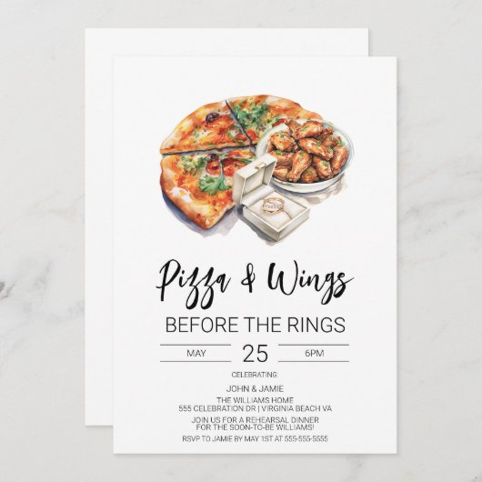 Uitnodiging voor Pizza & Wings voor de Ringen (Voorkant / Achterkant)