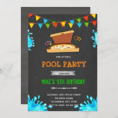 Uitnodiging voor pizza zwembadfeest (Voorkant / Achterkant)