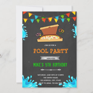 Uitnodiging voor pizza zwembadfeest