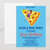 uitnodiging voor pizza zwembadfeest (Voorkant / Achterkant)
