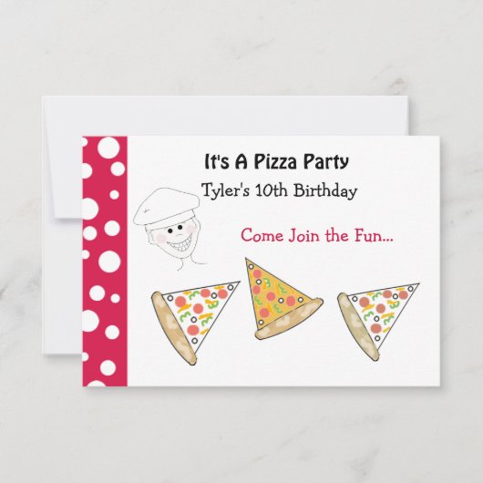 Uitnodiging voor pizzafeest (Voorkant)