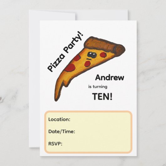Uitnodiging voor pizzafeestje (Voorkant)