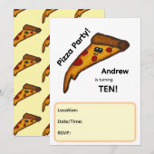Uitnodiging voor pizzafeestje (Voorkant / Achterkant)