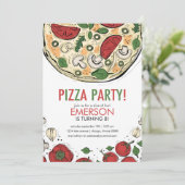 Uitnodiging voor pizzafeestje verjaardag (Staand voorkant)