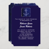 Uitnodiging voor plattelands-blue anchor nautische (Voorkant / Achterkant)