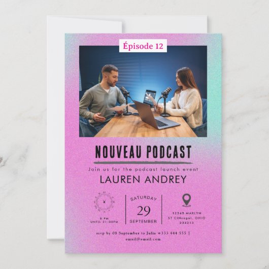 Uitnodiging voor podcast lanceringsevenement (Voorkant)