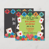 Uitnodiging voor pokerparty gokken (Voorkant / Achterkant)