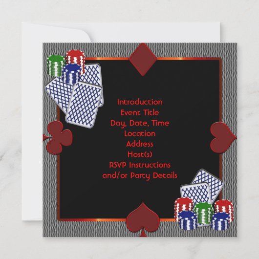 Uitnodiging voor pokervergadering sjabloon (Voorkant)