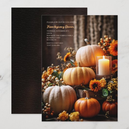 Uitnodiging voor pompoen arrangement (Voorkant / Achterkant)