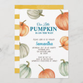 Uitnodiging voor pompoen babyshower, herfst baby s (Voorkant / Achterkant)