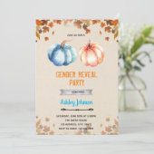 Uitnodiging voor pompoen geslacht onthulling feest (Staand voorkant)