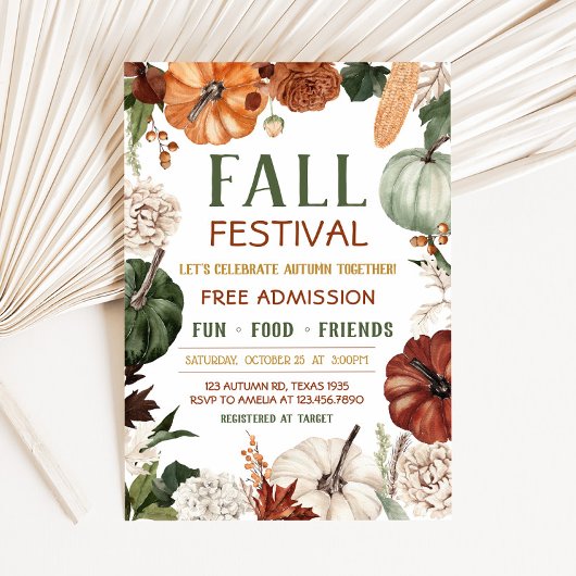 Uitnodiging voor Pompoen Herfst Festival Feest