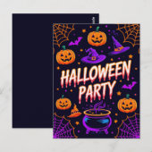 Uitnodiging voor Pompoen Ketel Halloween Feest (Voorkant / Achterkant)