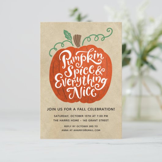 Uitnodiging voor Pompoen Kruiden Herfst Feest (Staand voorkant)
