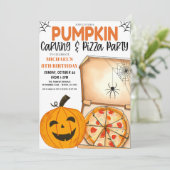 Uitnodiging voor pompoensnijden en pizza (Staand voorkant)