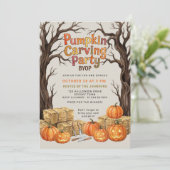 Uitnodiging voor pompoensnijden Halloween BYOP (Staand voorkant)