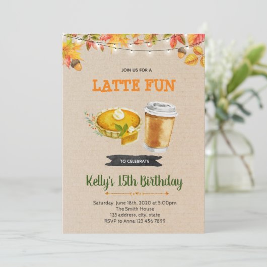 Uitnodiging voor pompoentaartfeest (Staand voorkant)