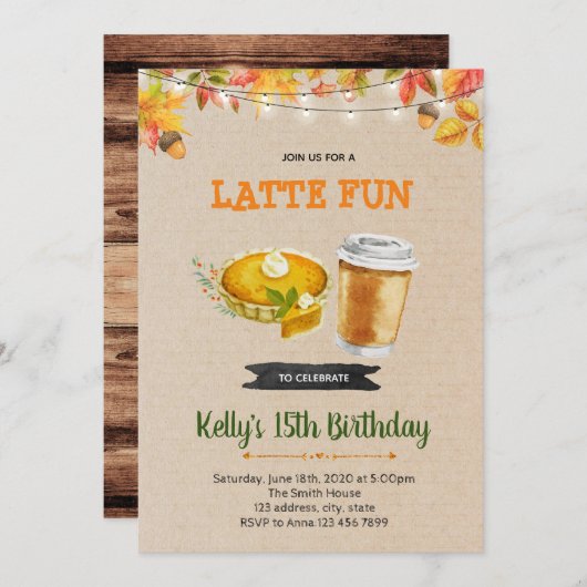 Uitnodiging voor pompoentaartfeest (Voorkant / Achterkant)