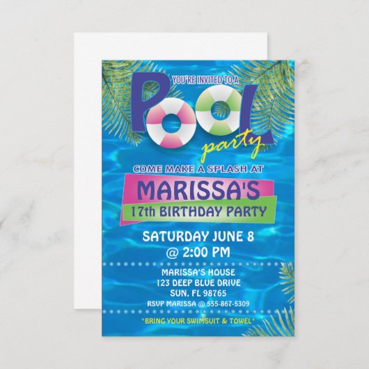 Uitnodiging voor Pool (Voorkant / Achterkant)