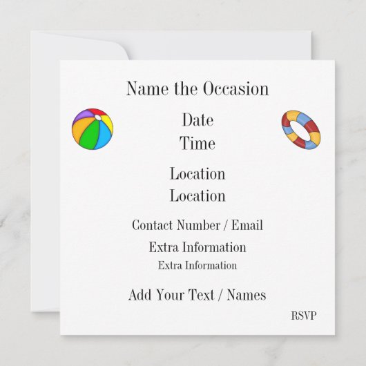 Uitnodiging voor Pool Party, enz. (Achterkant)