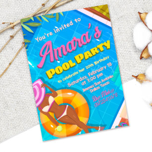 Uitnodiging voor Pool Party Meisje