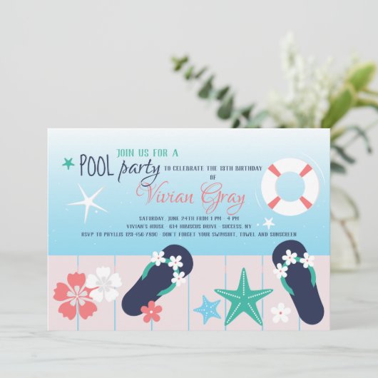 Uitnodiging voor Pool Party Ready (Staand voorkant)