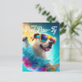 Uitnodiging voor Pool Paw-Ty, verjaardagsfeestje v (Staand voorkant)