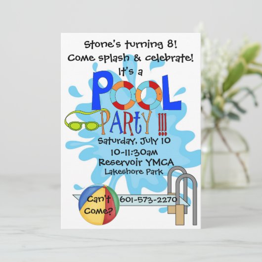 Uitnodiging voor poolpartijen (Staand voorkant)