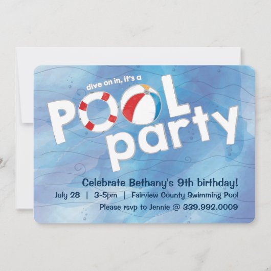 Uitnodiging voor poolpartijen (Voorkant)