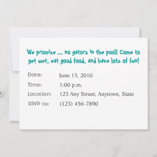 Uitnodiging voor poolpartijen (Achterkant)