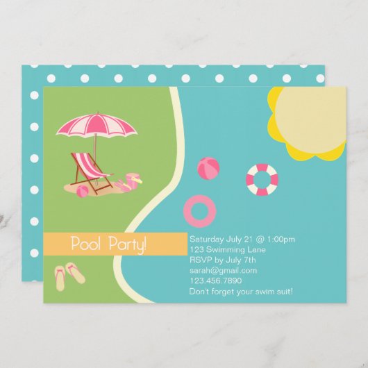 Uitnodiging voor poolpartijen (Voorkant / Achterkant)