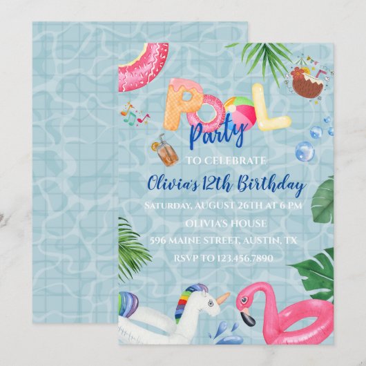 Uitnodiging voor poolpartijen (Voorkant / Achterkant)