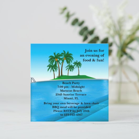 Uitnodiging voor poolpartijen (Staand voorkant)