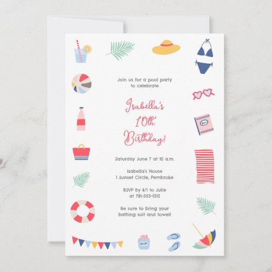 Uitnodiging voor poolpartijen (Voorkant)