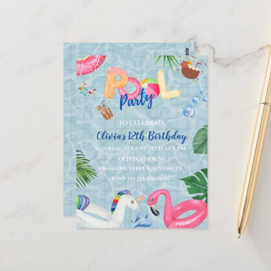 Uitnodiging voor poolpartijen (Voorkant / Achterkant in situ)