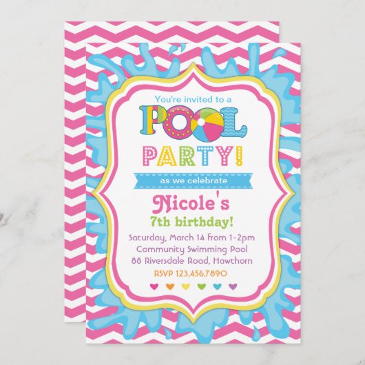 Uitnodiging voor poolpartijen (Voorkant / Achterkant)