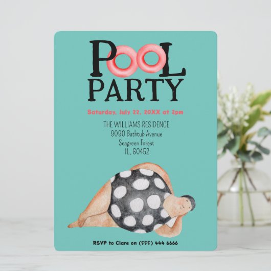 Uitnodiging voor poolpartijen (Staand voorkant)