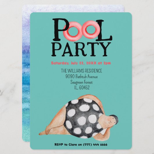 Uitnodiging voor poolpartijen (Voorkant / Achterkant)