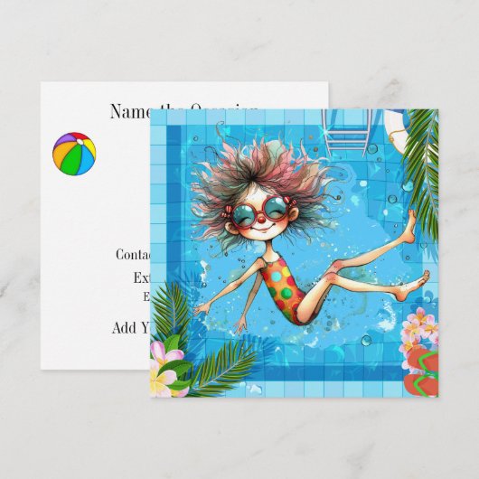 Uitnodiging voor poolpartijen (Voorkant / Achterkant)