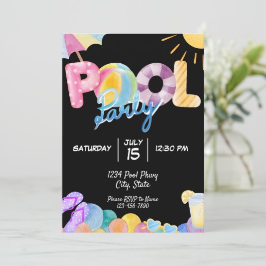 Uitnodiging voor poolpartijen (Staand voorkant)